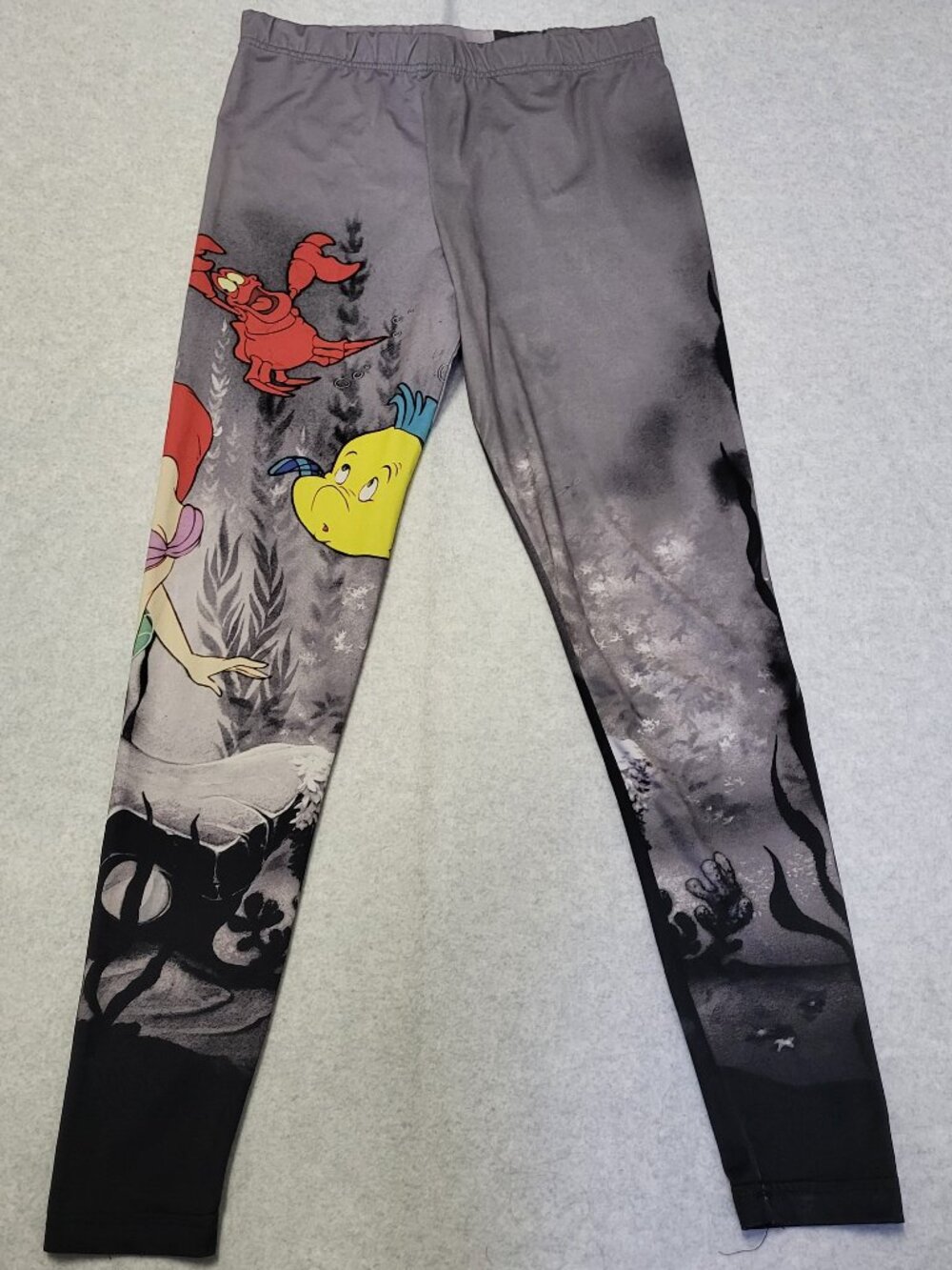 Disney Little Mermaid Leggings Women's Medium Gray Stretch High Rise